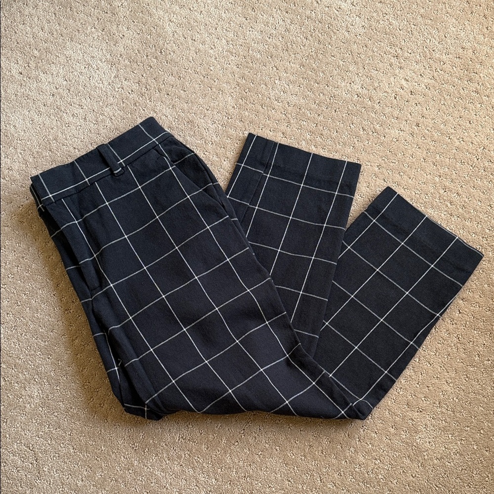 GAP High Rise Slim Grid Pattern Pants, Black and White, Size 6P